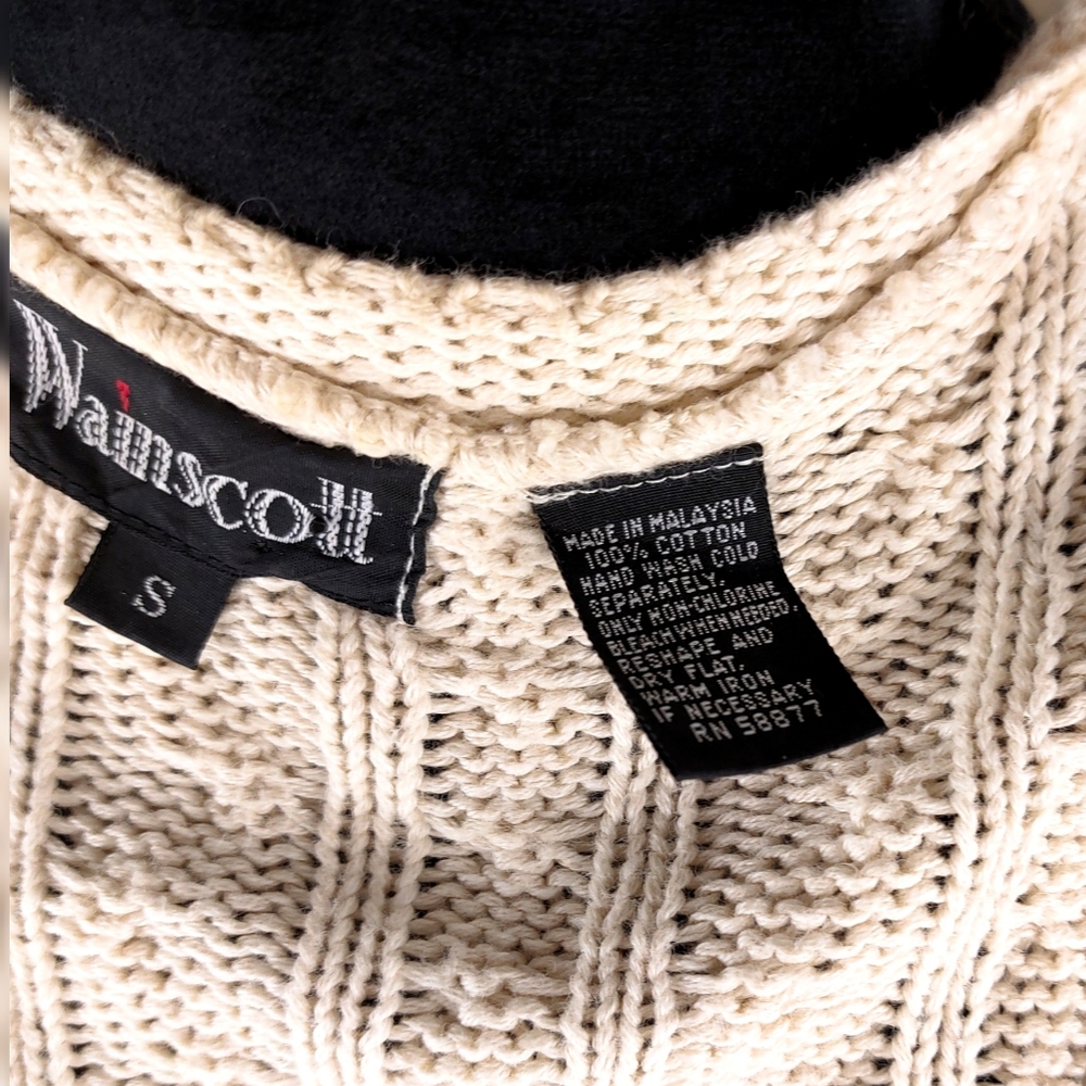 Wainscott Womens Ivory Cable Knit Collarless Zip Up Cardigan Size S - Picture 4 of 6